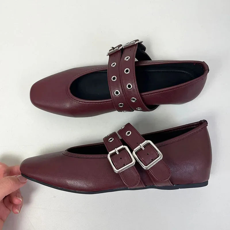 Buckle Strap Footwear Round Toe Flats With Dance Shoes Soft Shallow Ballet Flats Shoes