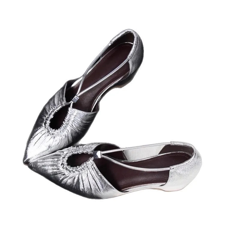 Pointed Hollow Pleated Flat Shoes Outdoor Shallow Casual Sandals Comfortable Breathable Shoes