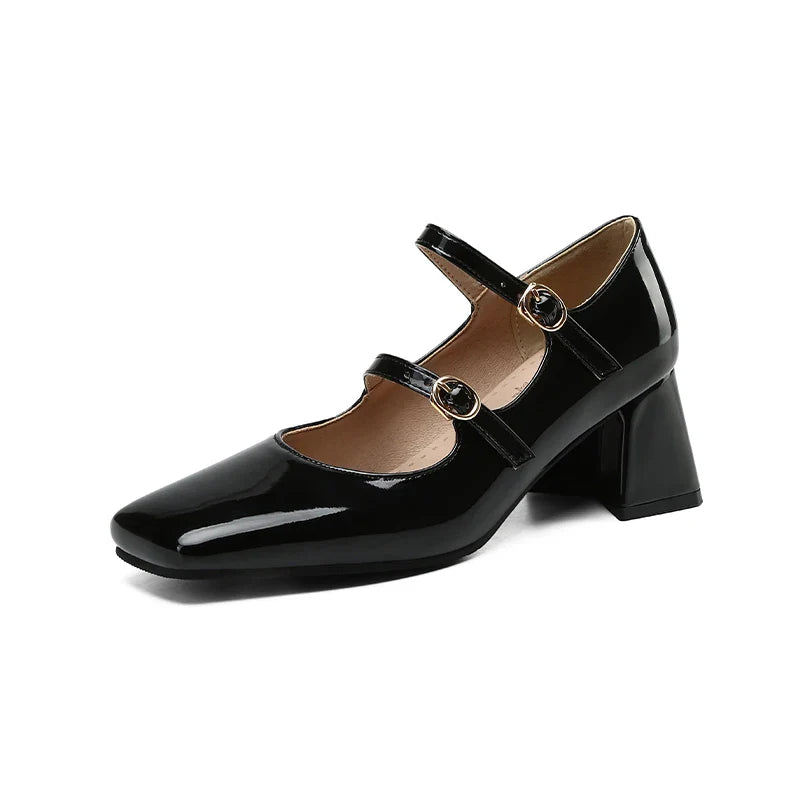 Silver Black Burgundy Heels Elegant Buckle Strap High Heels Pumps Mary Jane Shoes Elegant Solid Lady Party Wedding Shoes