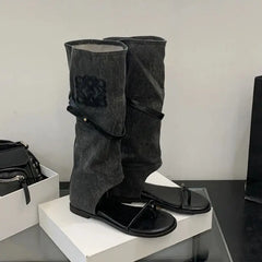Black Flat Sandals Boots