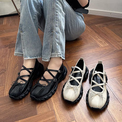 Chunky Sports Shoes Shallow Butterfly-knot Platform Sneakers Casual Flats Outdoor Mary Jane Shoe