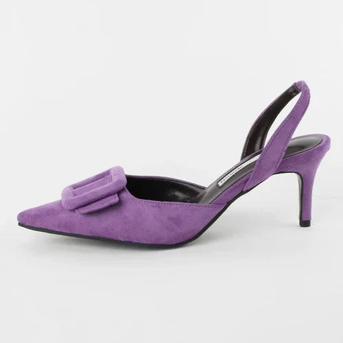 Sandals Pointed Toe High Heels Stiletto Square Buckle Large Size Single Shoes