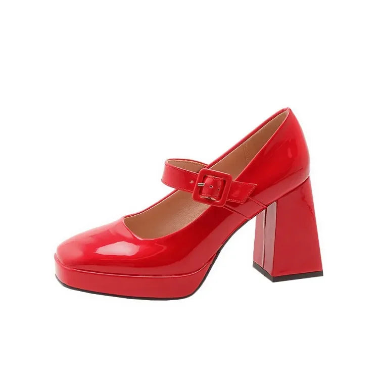 Red Patent Leather Mary Jane Pumps