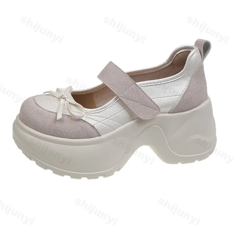 Bow Decoration Shallow Mouth Sports Single Shoes