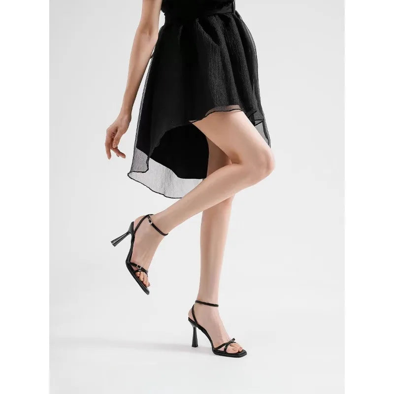 High-quality beige ankle strap sandals open-toe stiletto heels elegant wedding shoes shoes