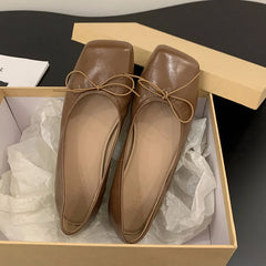 Flat Shoes Square Toe Shallow Slip On Casual Ballerina Shoes Soft Flat Ballet Shoes