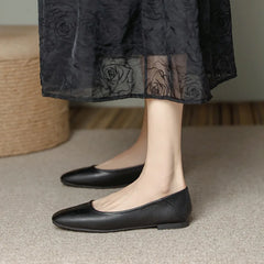 solid color soft bottom flats square toe cozy working shoes shallow mouth slip on loafers mocasines size 43
