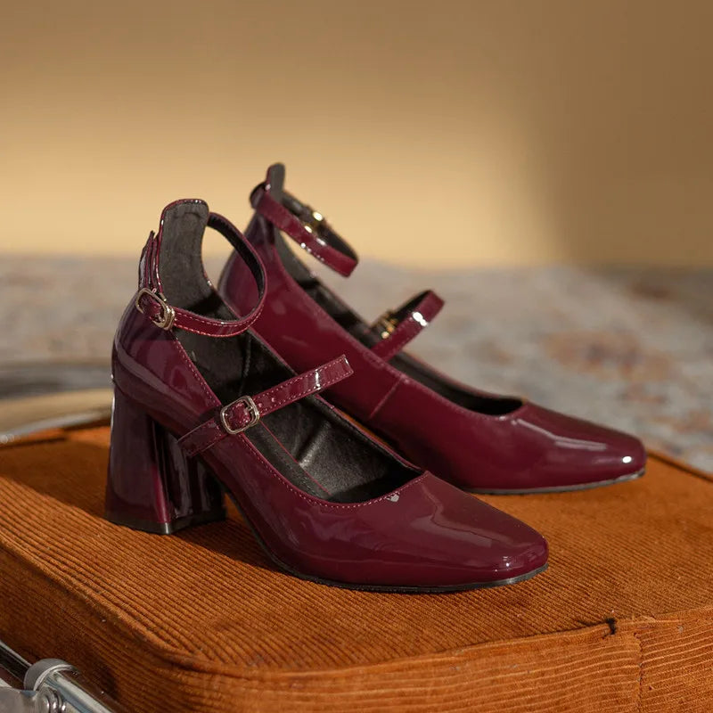 Quality Shoes Low Heel Square Square Toe Comfortable Heels Zapatos De Mujer