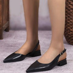 Brand Slingback Shoes Pointed Toe Shallow Slip On Mules Shoes Flat Heel Casual Lady Vacation Slide