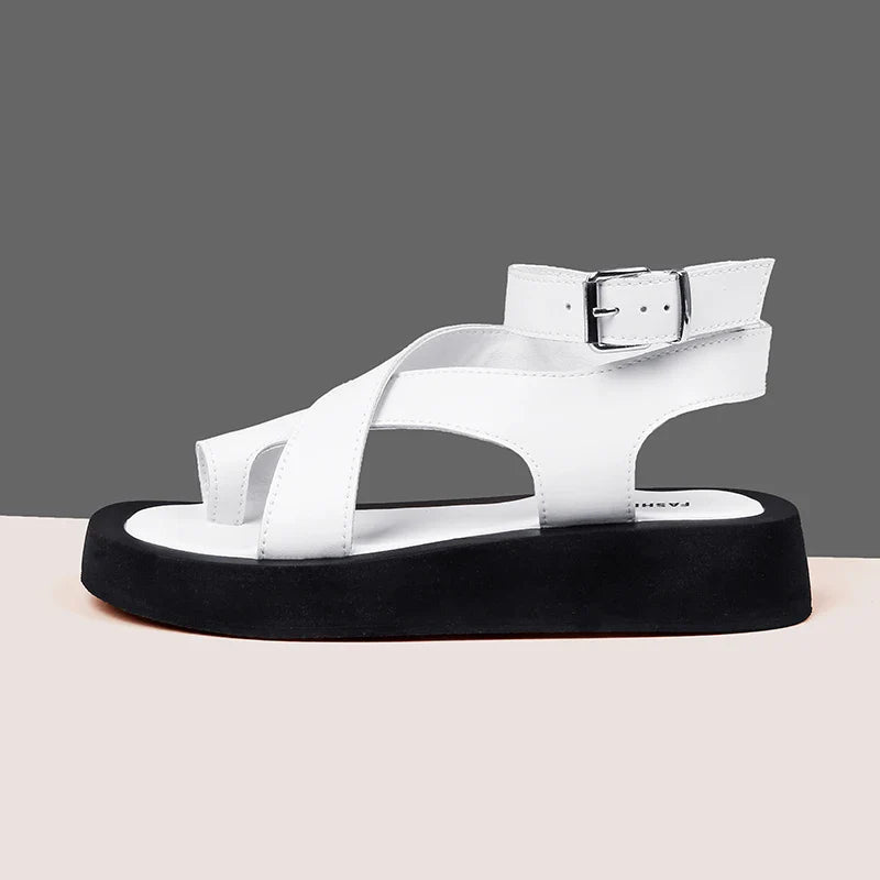 Sandals Clip Toe Sandals Genuine Leather Roman Shoes Sandals