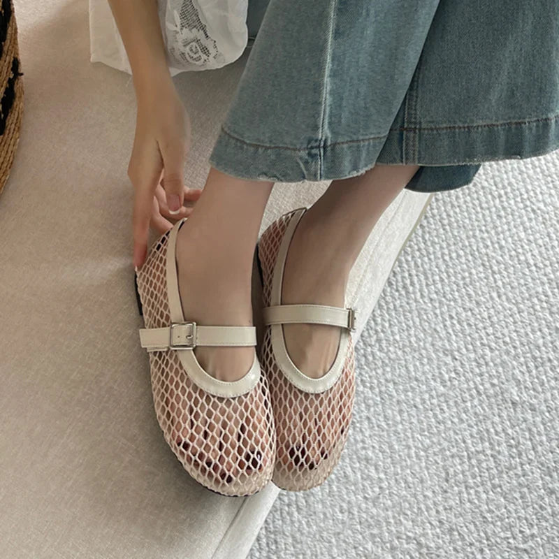 Kcenid Red Black Ballet Flat Shoes