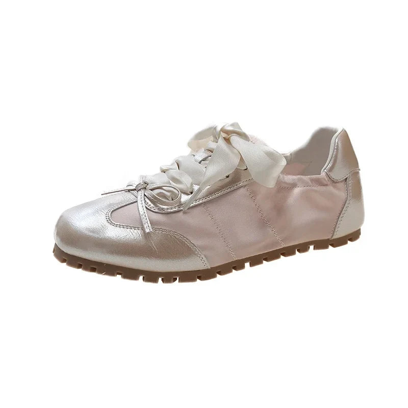 Sneakers Flats Shoes Comfort Lace Up Non Slip Flats Outdoor Walk Shoes