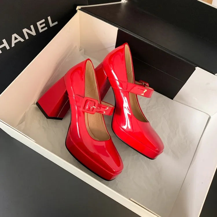 Red Patent Leather Mary Jane Pumps