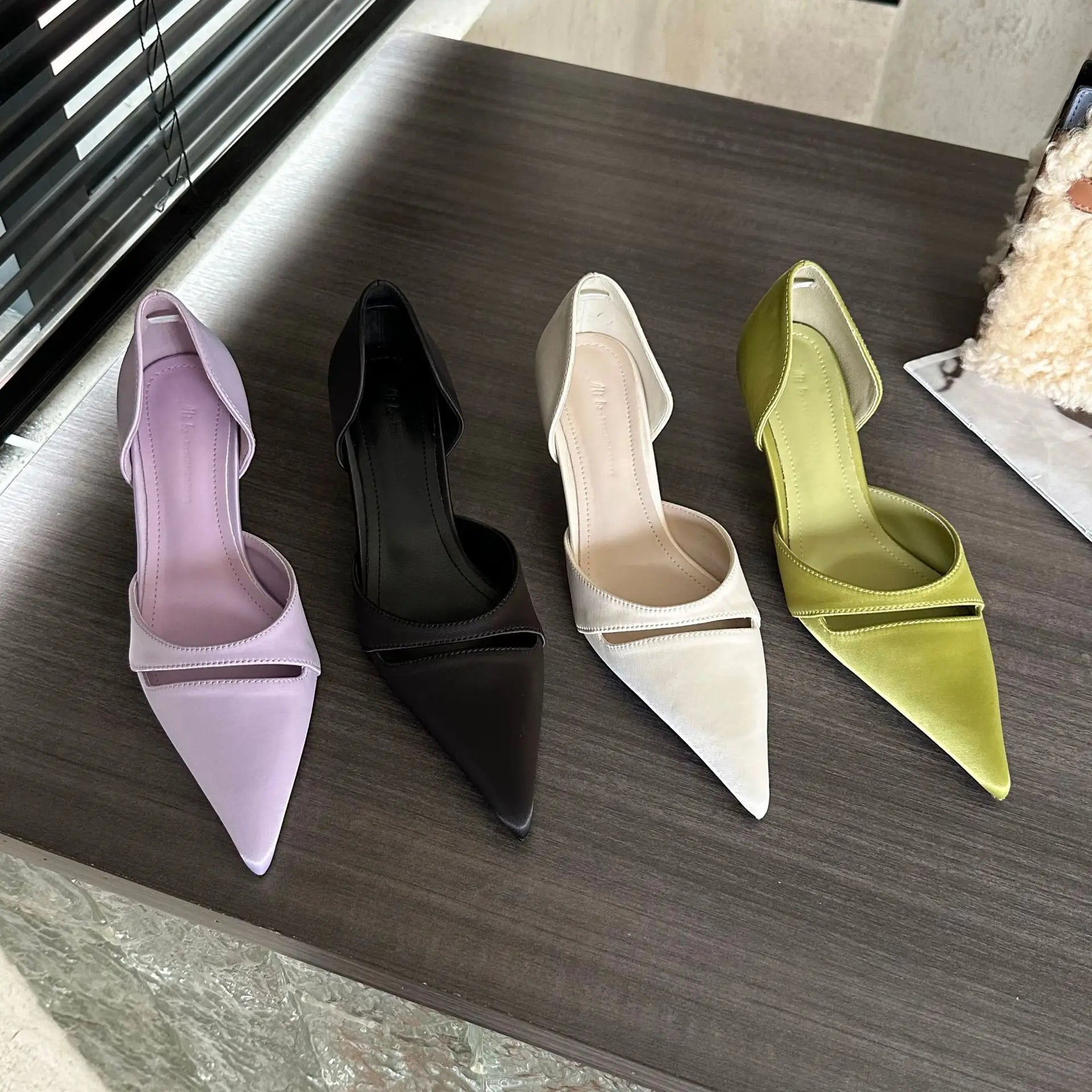 Pointed Toe Pumps Sandals Slingback High Heels Brand Comfy Elegance Low Heel Office Shoes