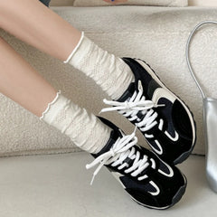 Forest System Round Toe Sneakers Trendy Mix Color Flat Shoes Retro Sports Shoes Casual Soft Sneakers