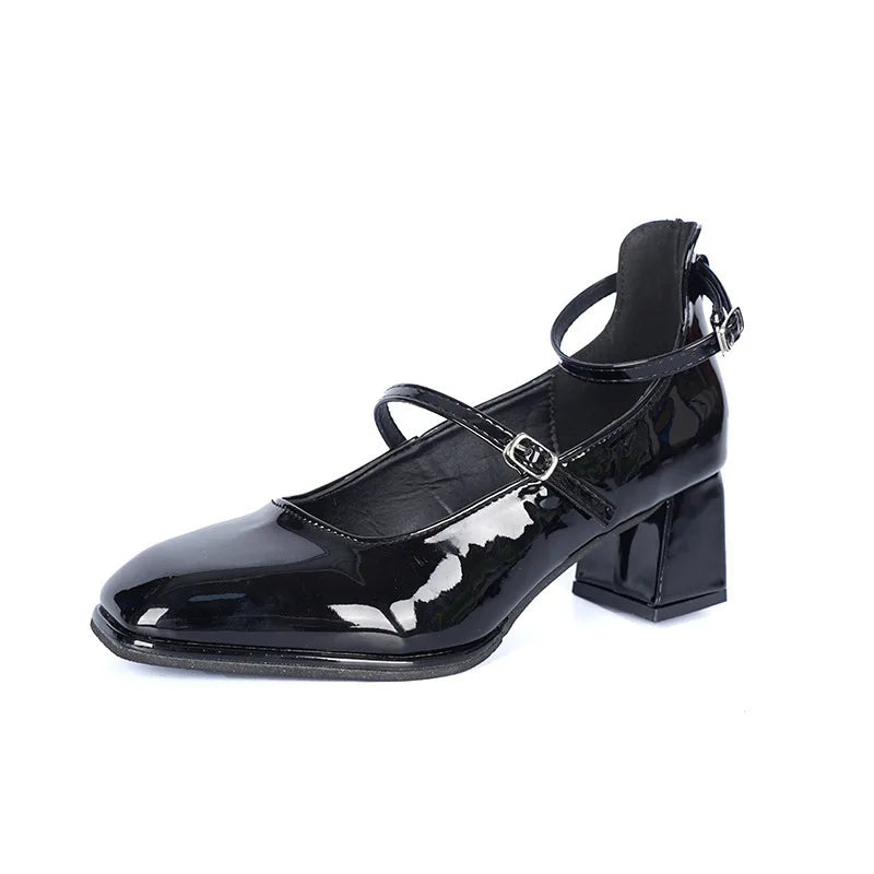 Quality Shoes Low Heel Square Square Toe Comfortable Heels Zapatos De Mujer