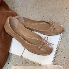 Concise Flat Shoes Shallow Comfort Retro Bowknot Elegant Ballet Flats Zapatos De Mujer