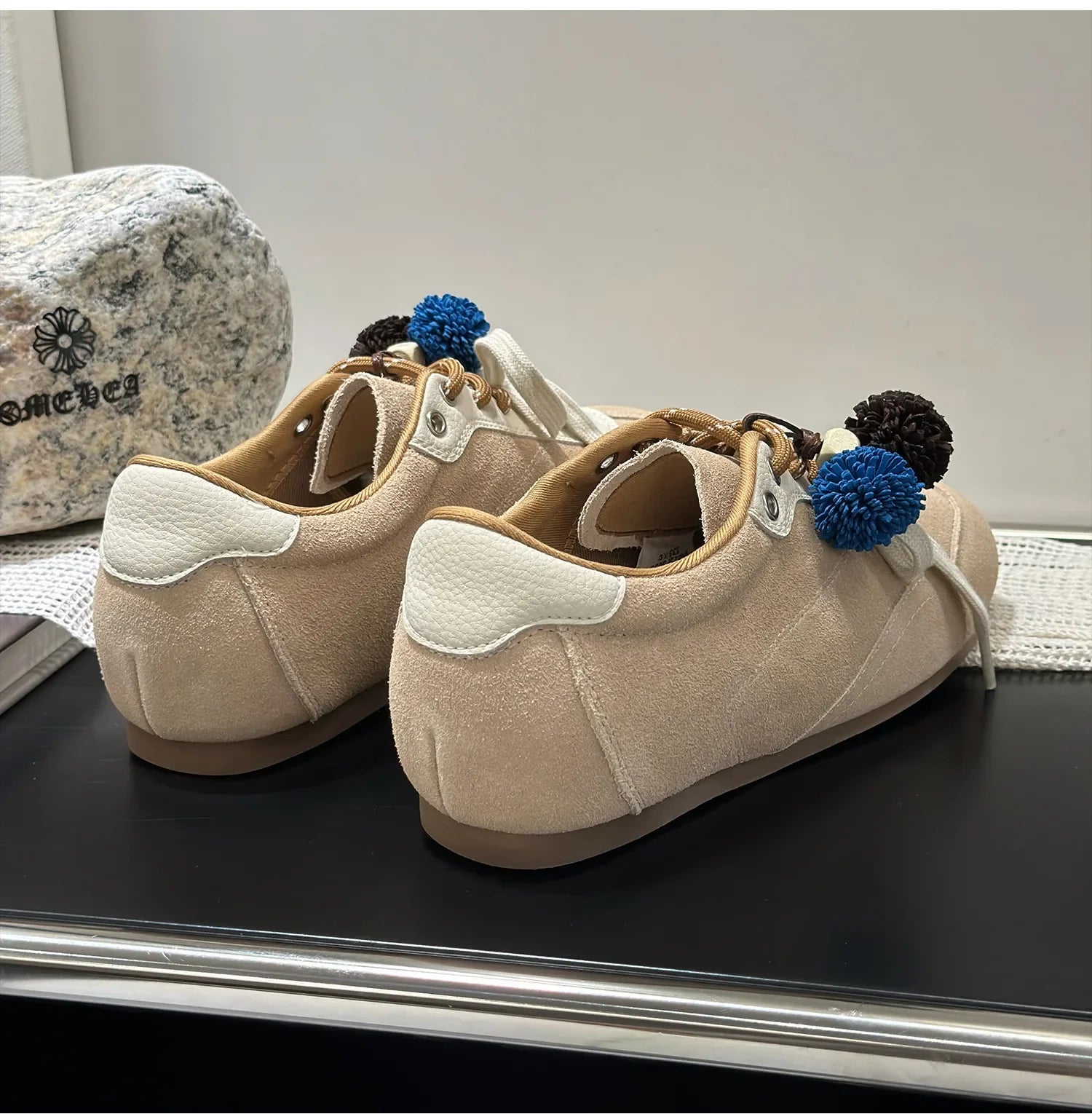Retro Sporty Thick Bottom Breathable Heightening Shoes Vintage Dequn Round Toe Low Heel Comfortable All Season Shoe