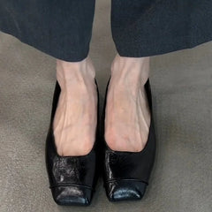 Mary Jane Square Toe Casual Low Heel Shoes Daily Dress Up Temperament Flat Shoes Soft Soled Shoes
