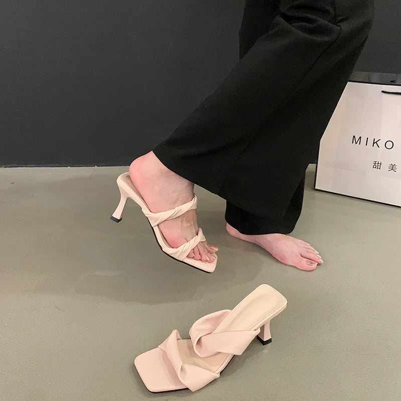Open Toe Slippers Comfort High Heel Party Dress Slides Shoes