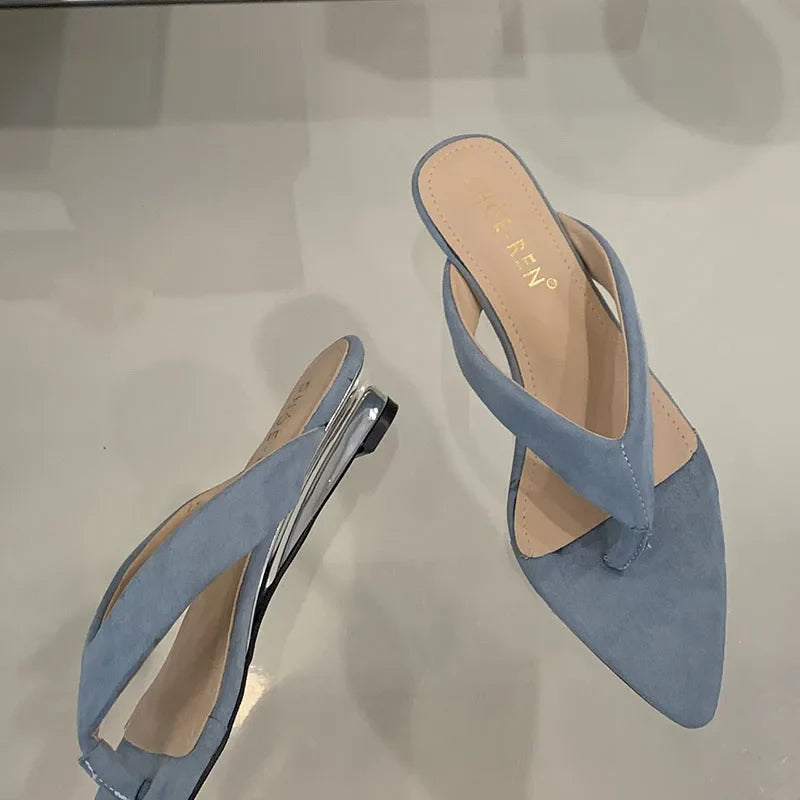 In Pointed Toe Wedges Slippers Flip flops Slides Low Heel Wedges Sandals