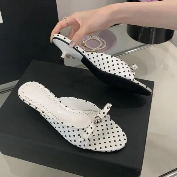 String Bead High-Heeled Shoes Ladys Slippers Outdoor Slides Pantofle Butterfly-Knot Low Rubber Flip Flops Hawaiian PU