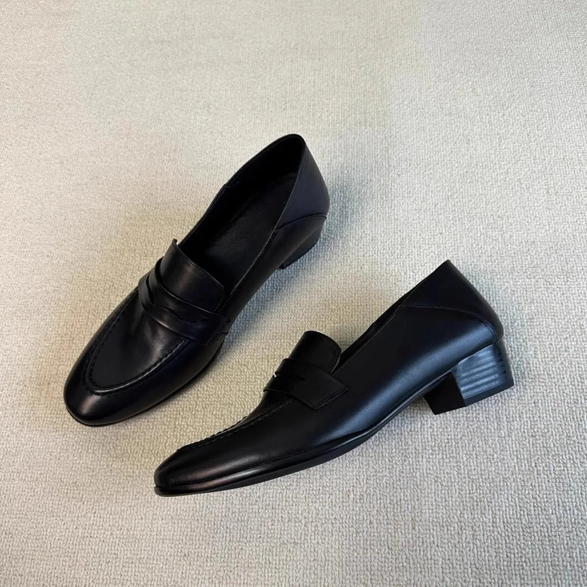Versatile Pumps Retro Casual Loafers Men's Round Toe Office Work Shoes Zapatillas