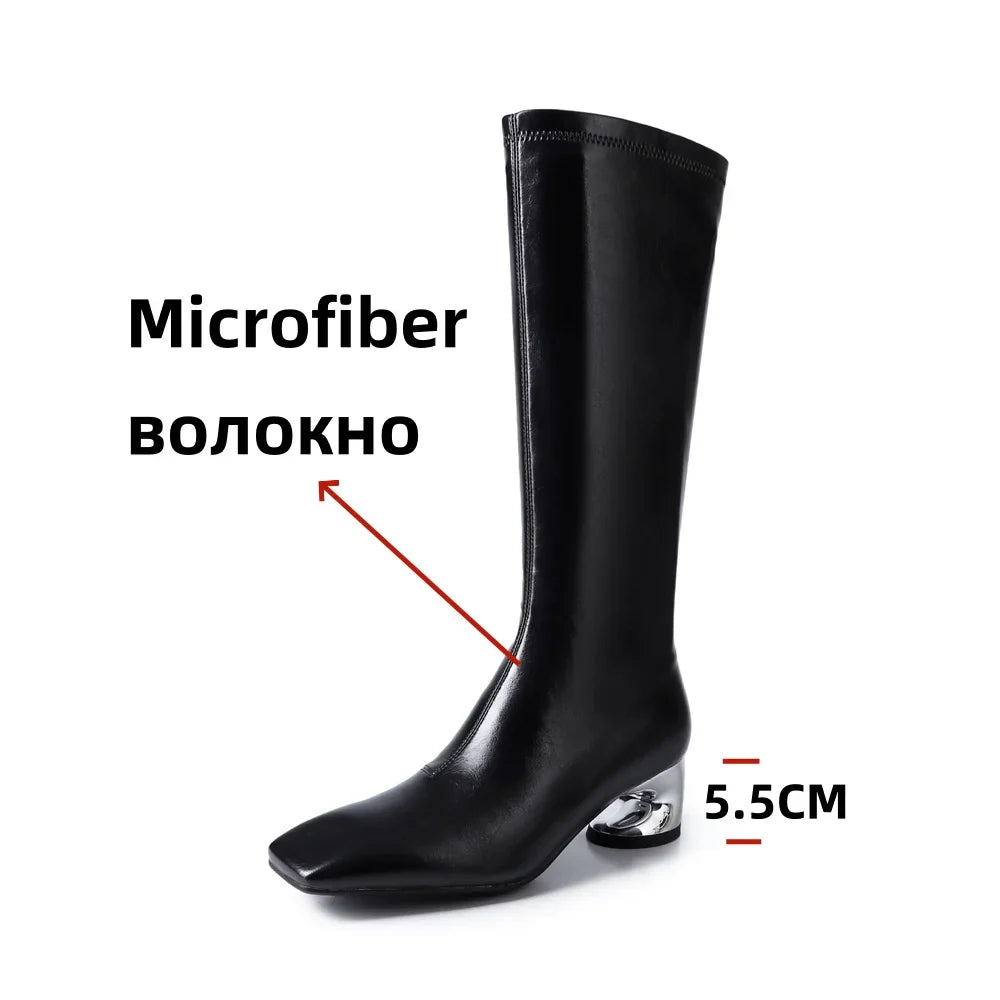 High Heels Simple Style Warm Slim Long Shoes Woman Thigh High Knight Boots