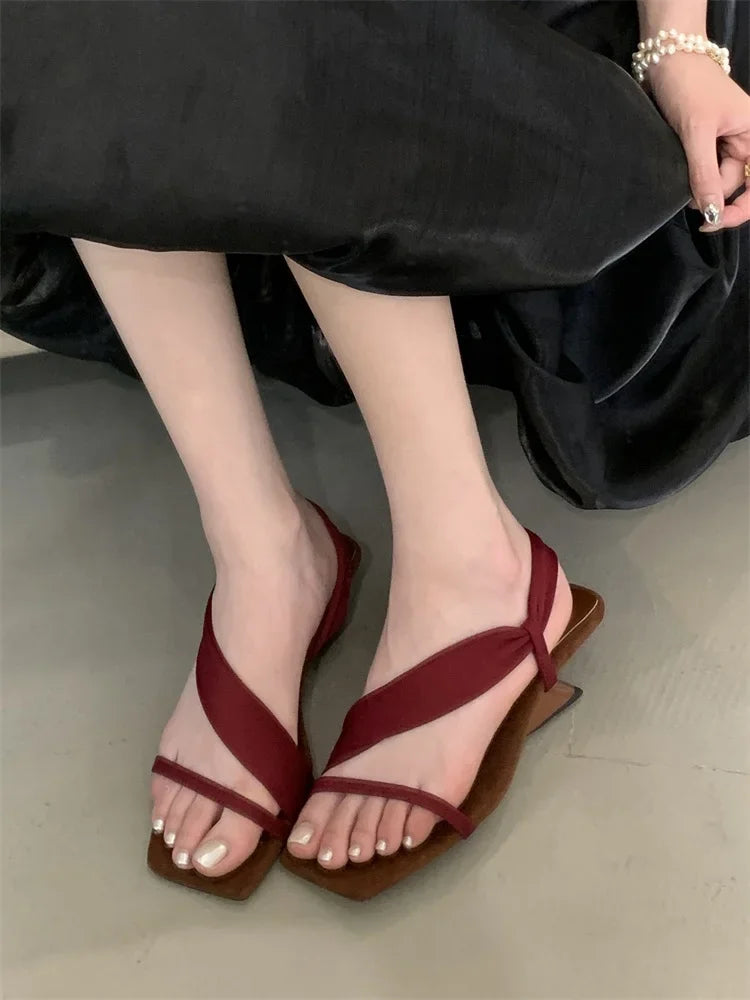 Arrived Open Toe Wedges Heels Square Party Zapatos De Mujer