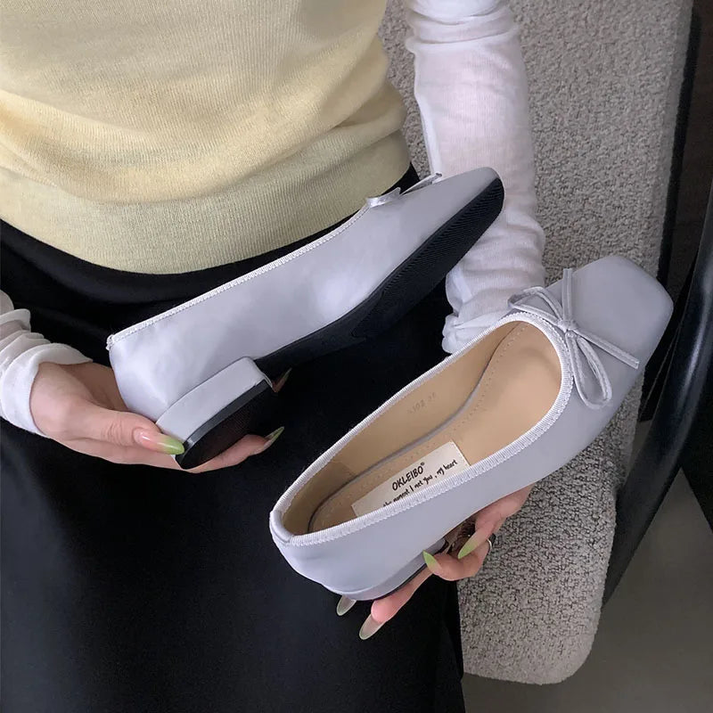 Shallow Flats Slip On Shoes Slides Silk Butterfly-Knot Footwear Flats With Shoes
