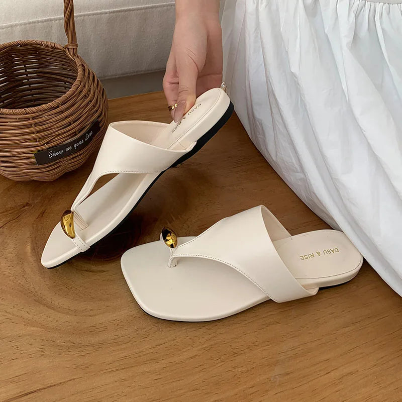 Beach Slides Flats Slippers Shoes Metal Flats Slippers Shoes Sandals Flip flops