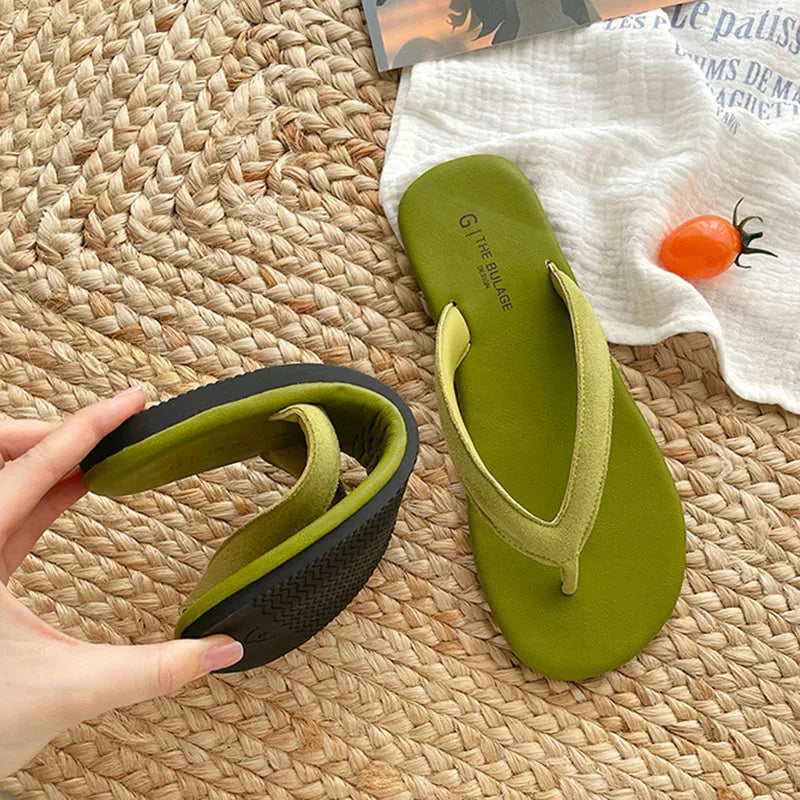 Candy Color Slipper Slip On Casual Flip Flop Shoes Soft Flat Heel Outdoor Beach Slide Woman