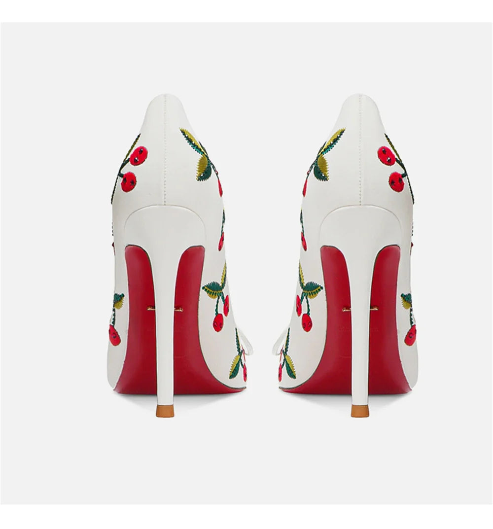 and pointed shallow embroidered butterfly wedding shoes thin high-heeled banquet dress small size shoe