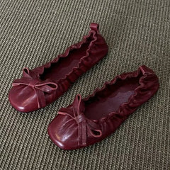 Mary Janes Shoes Ballet Versatile Bow Single Shoes Elegant Daily Dress Flat Shoes Zapatos De Mujer