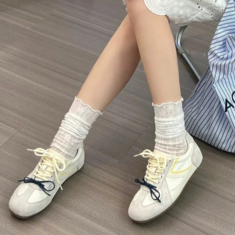 Retro Concise Round Toe Shoes Korean Hot Style Casual Comfortable Soft Sneakers Elegant Shoes
