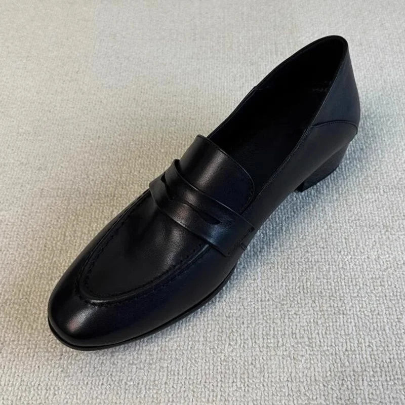 Versatile Pumps Retro Casual Loafers Men's Round Toe Office Work Shoes Zapatillas