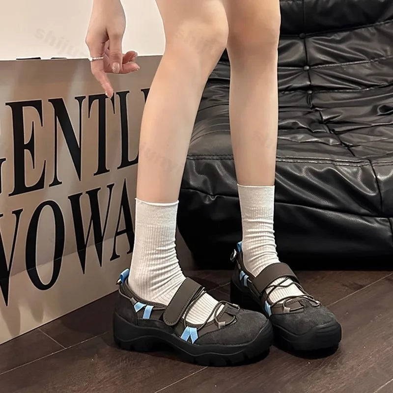 Retro Style Shallow Mouth Casual Mary Jane Versatile Comfortable Thick Soled Sports Single Shoes