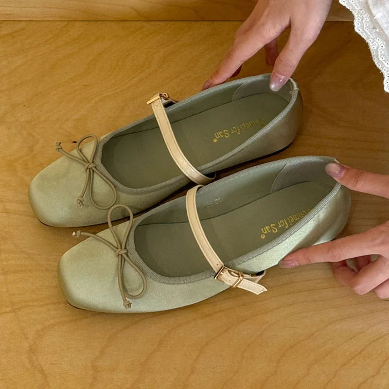 Yellow Brand Flats Round Toe Shallow Slip On Casual Ballet Shoes Soft Leather Eelgant Balle Shoes Mujer