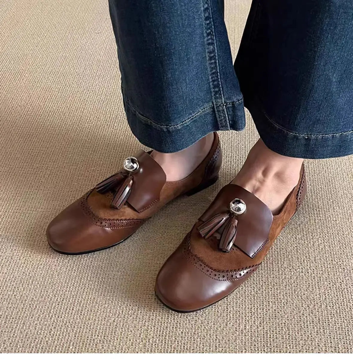 Flats Loafers Shoes Casual Mary Jane Dress Walking Pu Leather Lolitas Round-toed Shoes