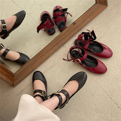 Design Narrow Band Buckle Strap Flats Shoes Round Toe Party Dress Casual Shoes BIG Size 43