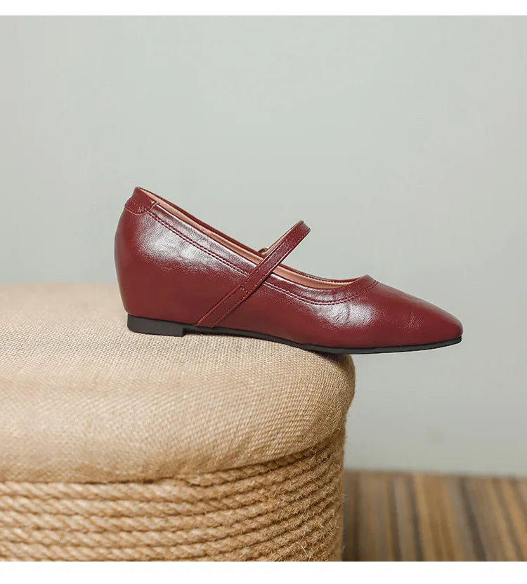 mary janes shoes woman height increasing flats soft leather ankle belt mocasines elevator shoes zapatos de mujer 2025