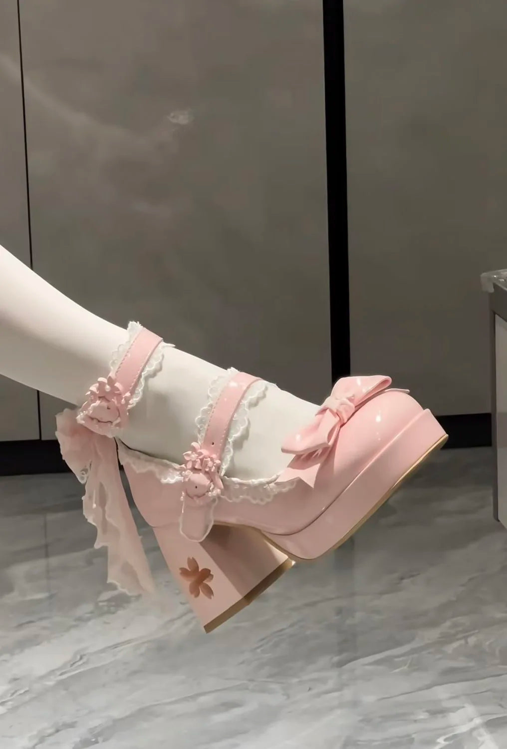 Lovely Girls Lolita Butterfly Knot High Heels Platform Shoes