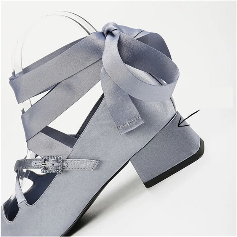 Ballet Elegant Blue Black Pink Heels Round Toe Lolita Mary Janes PumpsFree Shipping Shoes On Offer Sandals 2024