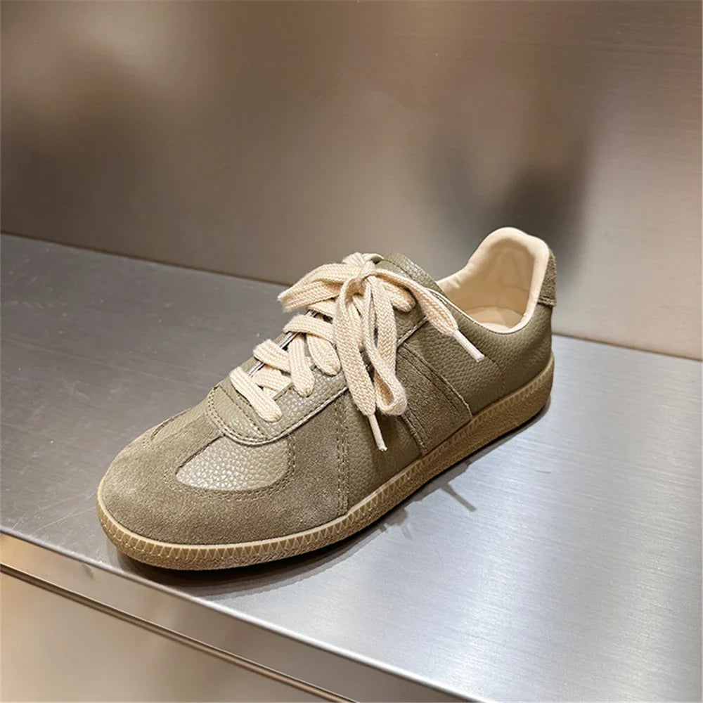 Genuine Leather Sneakers Cross-tied Comfort Casual Flats Shoes Woman High Quality Sport Shoes Sneakers