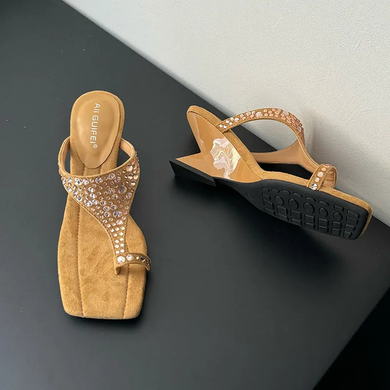 Footwear Wedges Slippers Shoes Rhinestones Heeled Slippers