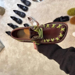 Flats Shoes Lace Up Leather Classic Shoes Brand Sneakers Fad Trend Retro Oxford