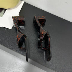 Heeled Slippers Shallow Square Heels Slippers Slides Flip flops Sandals