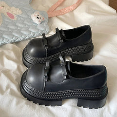 Womens Loafers Shoes Slip-on Bow-Knot Clogs Platform Black Flats Oxfords Slip On On Heels Butterfly Creepers Leather