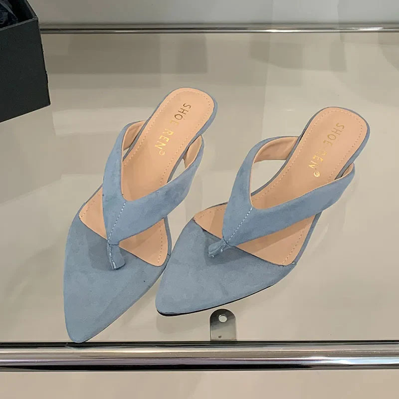 In Pointed Toe Wedges Slippers Flip flops Slides Low Heel Wedges Sandals