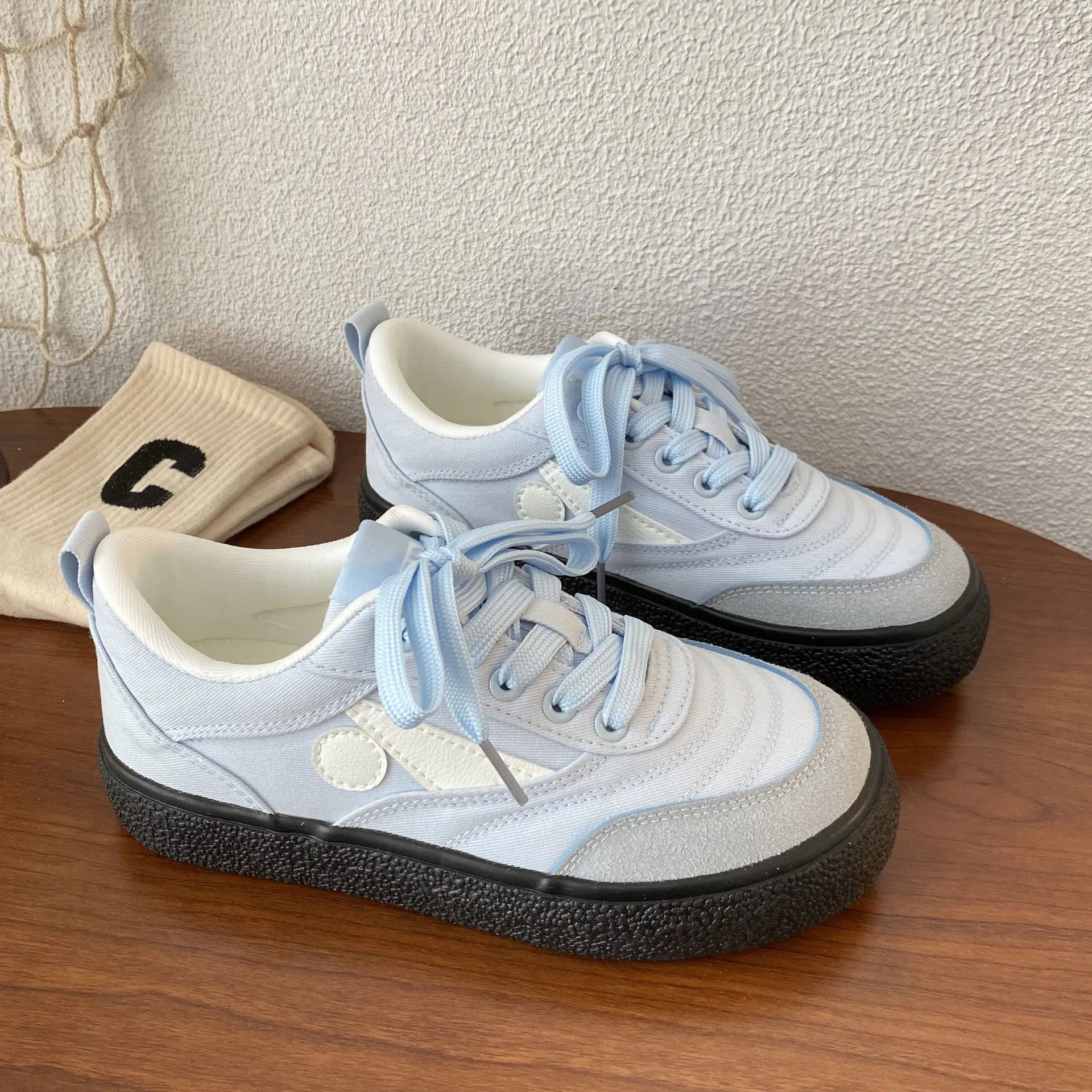 Thick Bottom Training Shoes Retro Mixed Color Students Sneakers Casual Concise Soft Soled Sports Shoes